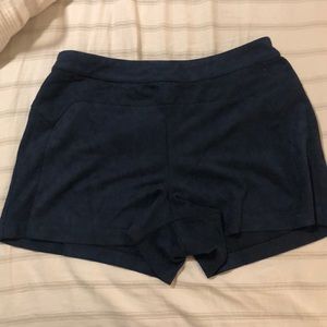 Suede navy shorts
